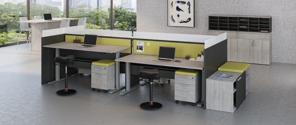 TEAM Series workstations render with tackboard